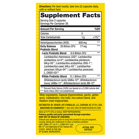 View 2 Daily Balance 2-in-1 Prebiotics & Probiotics, 60 Vegetarian Capsules