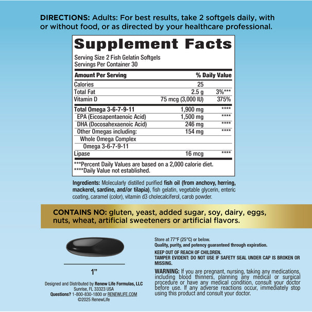View 2 Supplement Facts panel displaying information for RN Norwegian Gold Super Critical Omega.