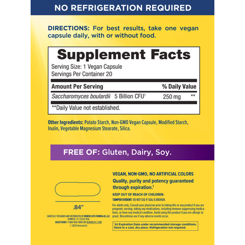 View 2 Ultimate Flora Saccaromyces Boulardii GO PACK, 20 Vegan Capsules Supplement Facts