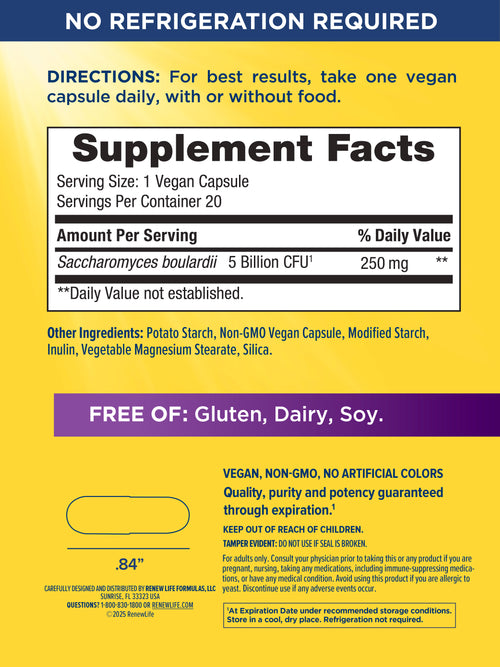 View 2 Ultimate Flora Saccaromyces Boulardii GO PACK, 20 Vegan Capsules Supplement Facts