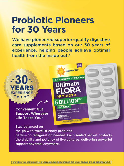 View 6 Ultimate Flora Saccaromyces Boulardii GO PACK, 20 Vegan Capsules Quality