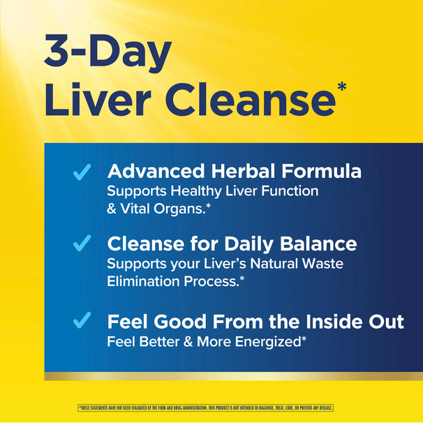 View 4 Product highlights graphic stating Advanced Herbal Formula supports liver/organs, Daily Balance Cleanse for waste elimination, Feel Good, more energized.