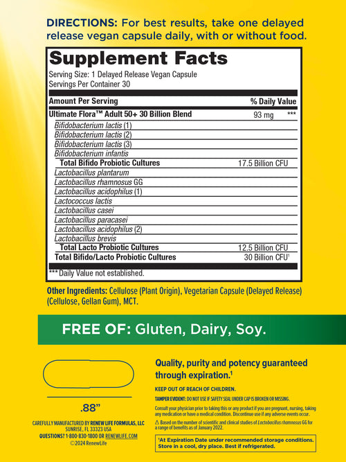 View 2 Flora Ultimativa 50+ Probiotici 30 Miliardi, 30 Capsule Vegane a Rilascio Ritardato