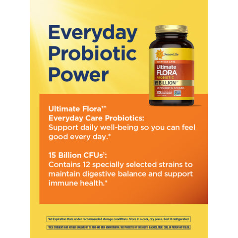 View 5 Probiotique Soins Quotidiens Ultimate Flora 15 Milliards, 30 Capsules Végétaliennes à Libération Retardée