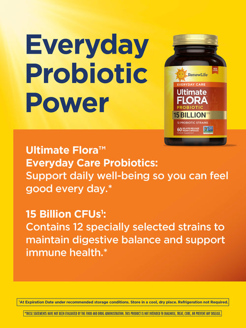 View 5 Probiotico Ultimate Flora Everyday Care 15 Miliardi, 60 Capsule Vegane a Rilascio Ritardato