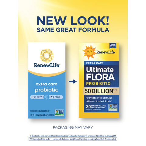 View 3 Probiotique Ultimate Flora Extra Care 50 Milliards, 30 Gélules Végétaliennes à Libération Retardée