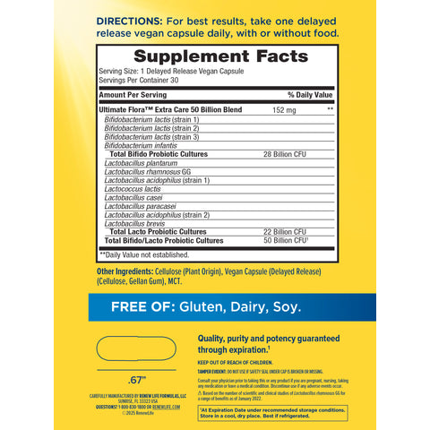 View 2 Probiotique Ultimate Flora Extra Care 50 Milliards, 30 Gélules Végétaliennes à Libération Retardée