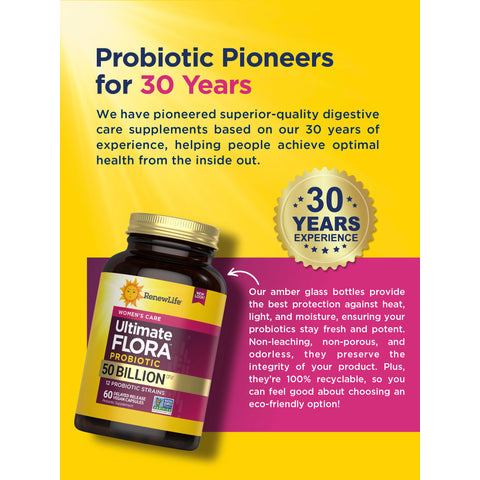 View 6 Cuidados Vaginais Femininos Ultimate Flora Probiotic 50 Bilhões, 60 Cápsulas Veganas de Liberação Retardada