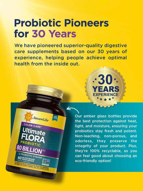 View 7 Ultimate Flora Colon Care Probiotic 80 Billion, 60 Delayed Release Vegan Caps
