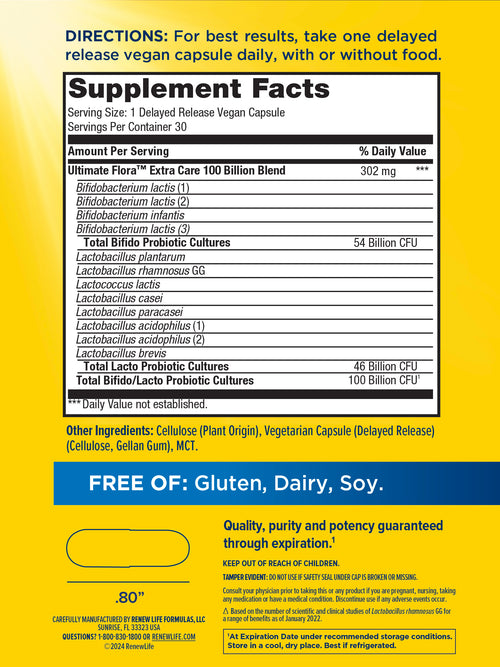 View 2 Ultimate Flora Extra Care Probiotic 100 Billion, 30 Delayed Release Vegan Caps