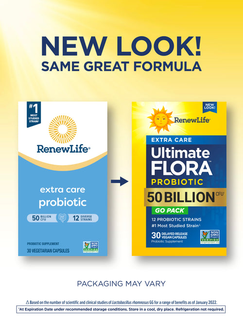 View 3 Ultimate Flora Extra Care Probiotic 50 Billion GO PACK, 30 Delayed Release Vegan Caps