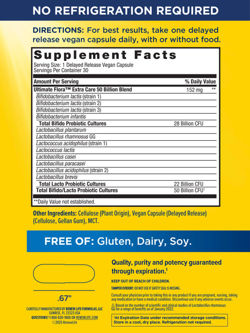 View 2 Ultimate Flora Extra Care Probiotic 50 Billion GO PACK, 30 Delayed Release Vegan Caps