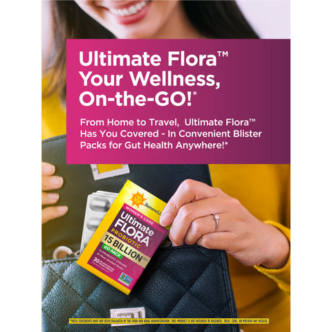 View 5 Probiótico Ultimate Flora Women's Care 15 Bilhões GO PACK, 30 Cápsulas Veganas de Liberação Retardada