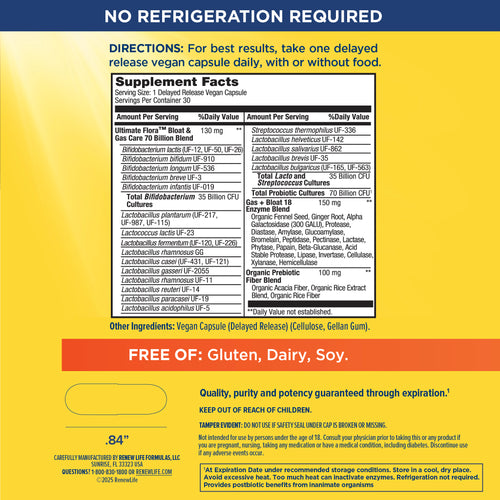 View 2 Ultimate Flora Probiotic para Hinchazón y Gases 70 Mil Millones, 30 Cápsulas Veganas de Liberación Retardada