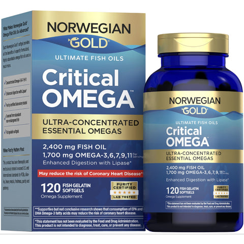View 1 Norwegian Gold Critical Omega, 120 Fish Gelatin Softgels