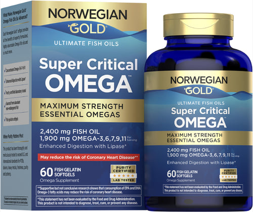 View 1 Norwegian Gold Super Critical Omega, 60 Fish Gelatin Softgels