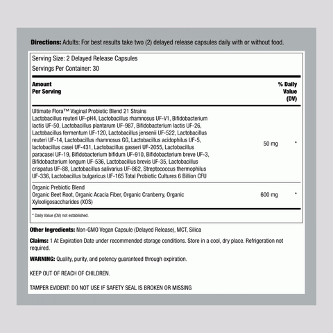 View 2 Ultimate Flora Vaginal Probiotic, 60 Delayed Release Capsules