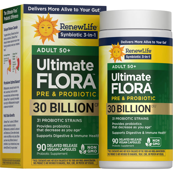View 1 Ultimate Flora 50+ Probiotikum, 30 Milliarden, 90 verzögerte Freisetzung, vegane Kapseln