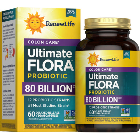 View 1 Ultimate Flora Colon Care Probiotic 80 Billion, 60 Delayed Release Vegan Caps