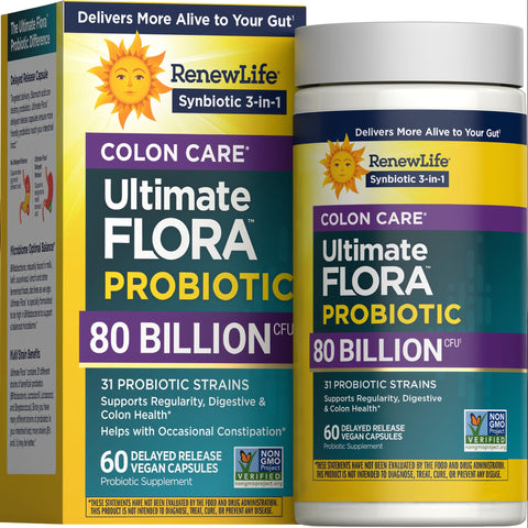 View 1 Ultimate Flora Colon Care Probiotic 80 Billion, 60 Delayed Release Vegan Caps