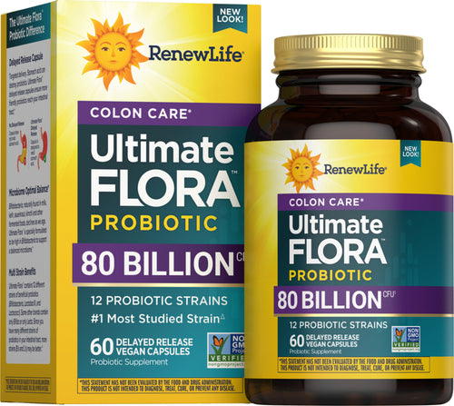 View 1 Ultimate Flora Colon Care Probiotic 80 Billion, 60 Delayed Release Vegan Caps