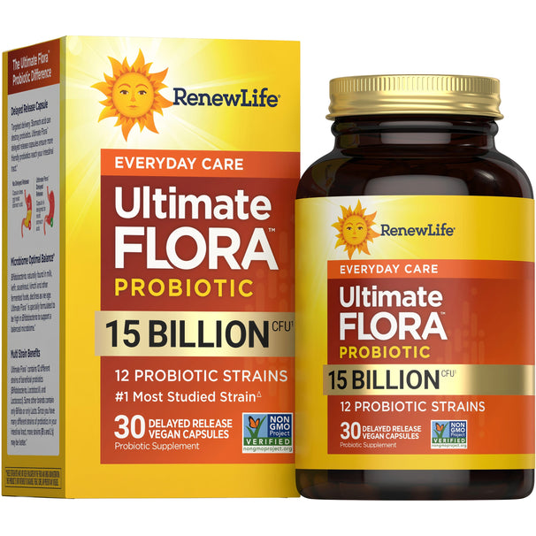 View 1 Ultimate Flora Everyday Care Probiotic 15 Billion, 30 Delayed Release Vegan Caps