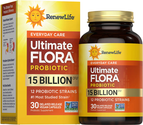 View 1 Ultimate Flora Everyday Care Probiotic 15 Billion, 30 Delayed Release Vegan Caps