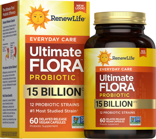 View 1 Probiotico Ultimate Flora Everyday Care 15 Miliardi, 60 Capsule Vegane a Rilascio Ritardato