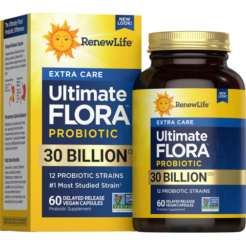 View 1 Probiótico Ultimate Flora Extra Care 30 Mil Millones, 60 Cápsulas Veganas de Liberación Retardada