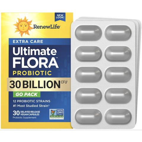 View 1 Ultimate Flora Extra Care Probiotic 30 Billion GO PACK, 30 Delayed Release Vegan Caps