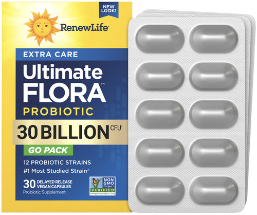 View 1 Ultimate Flora Extra Care Probiotic 30 Billion GO PACK, 30 Delayed Release Vegan Caps