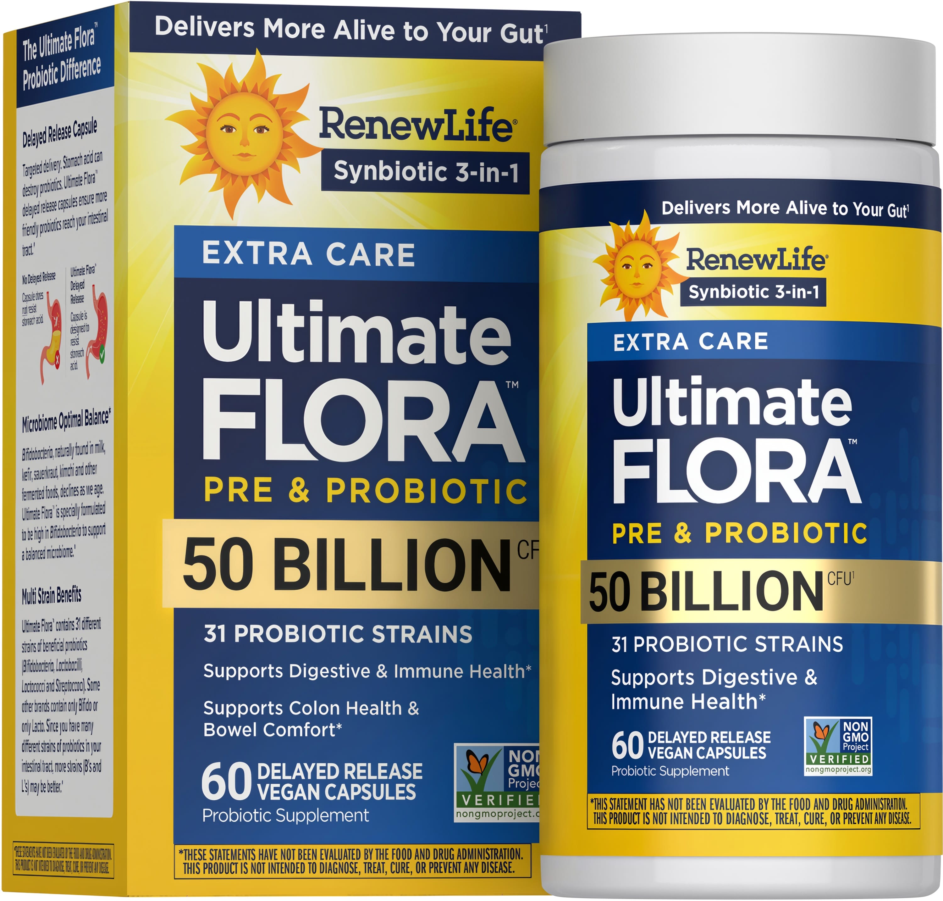 Renew Life Ultimate Flora Extra Care Probiotic, 50 Billion, 60 Capsules