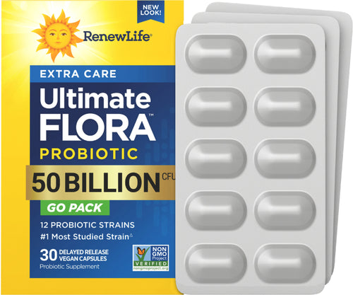 View 1 Ultimate Flora Extra Care Probiotic 50 Billion GO PACK, 30 Delayed Release Vegan Caps