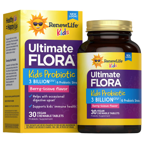 View 1 Ultimate Flora Kids Probiotic Chewable Tablets 3 Billion, 3 Billion, 30 Berry-licious Chewable Tablets
