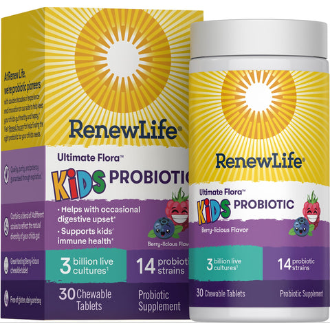 View 1 Ultimate Flora Kids Probiotic Chewable Tablets 3 Billion, 3 Billion, 30 Berry-licious Chewable Tablets