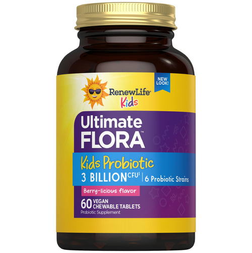 View 1 Ultimate Flora Kids Probiotic Chewable Tablets 3 Billion, 60 Berry-licious Chewable Tablets