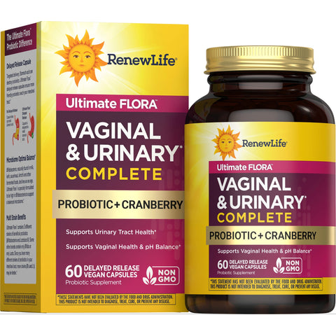 View 1 Ultimate Flora Vaginal & Urinary Complete + Probiotikum & Cranberry, 60 verzögerte Freisetzung vegane Kapseln