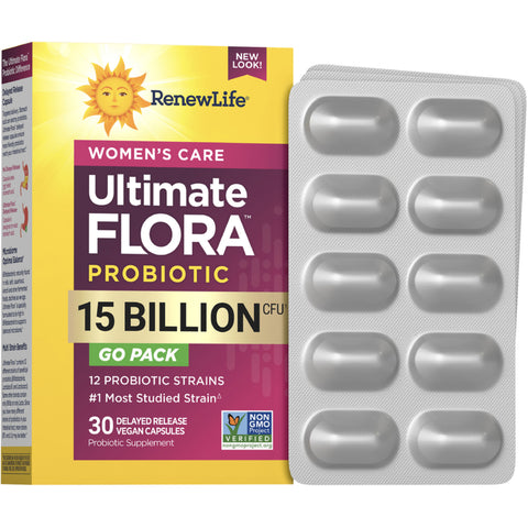 View 1 Probiótico Ultimate Flora Women's Care 15 Bilhões GO PACK, 30 Cápsulas Veganas de Liberação Retardada