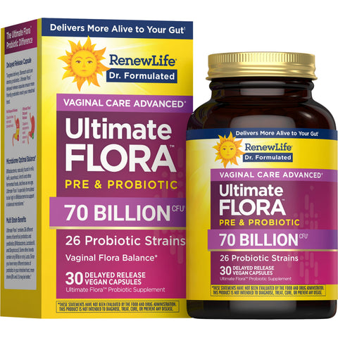 View 1 Ultimate Flora Benessere Vaginale Avanzato Probiotico Donna 70 Miliardi, 30 Capsule Vegane a Rilascio Ritardato
