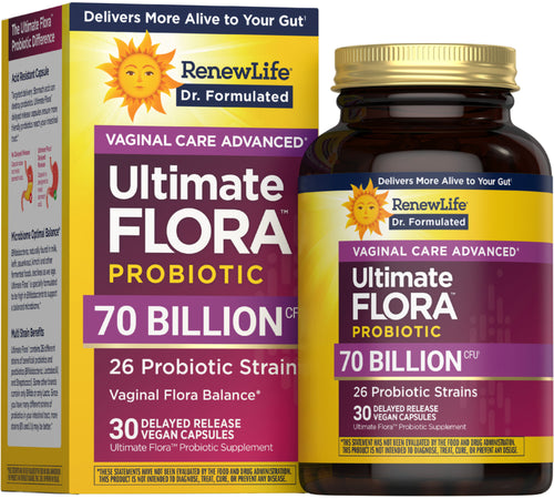 View 1 Ultimate Flora Women's Vaginal Care Advanced Probiotic 70 Billion, 30 Delayed Release Vegan Caps