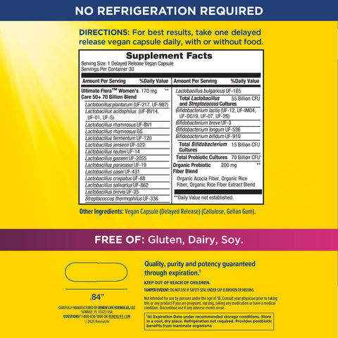 View 2 Ultimate Flora Women's 50+ Probiotic 70 Billion, 30 Delayed Release Vegan Caps