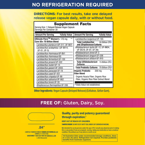 View 2 Ultimate Flora Women's 50+ Probiotic 70 Billion, 30 Delayed Release Vegan Caps