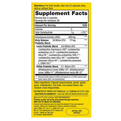 View 2 Equilibrio Diario 2 en 1 Prebióticos y Probióticos, 60 Cápsulas Vegetarianas