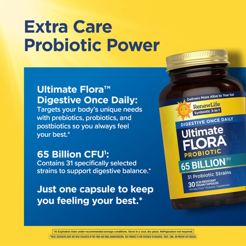 View 4 Ultimate Flora Digestive Once Daily Probiotic 65 Billion, 30 Delayed Release Vegan Caps