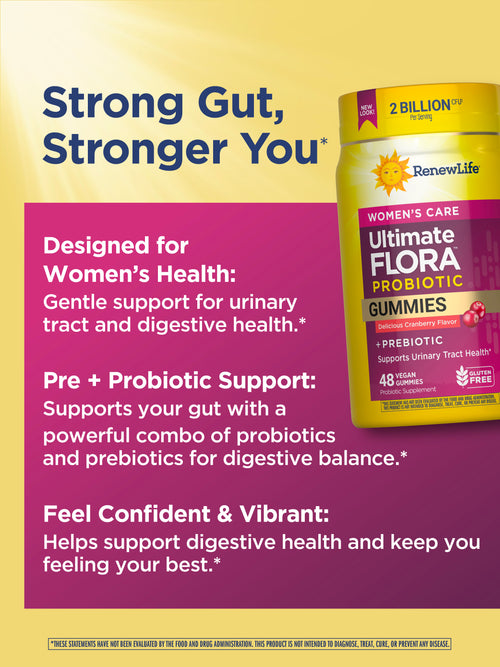 View 5 Ultimate Flora Women's Care Probiotic Gummies, 48 Vegan Gummies Stronger You