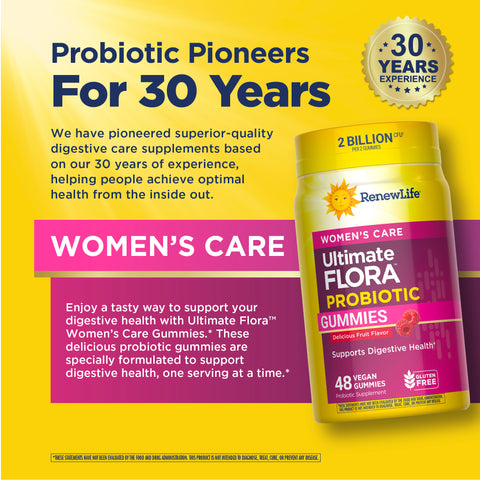 View 7 RenewLife Women's Probiotic Gummies, 48 Vegan, 2 Billion CFU per 2 Gummies, support digestive health, gluten-free.