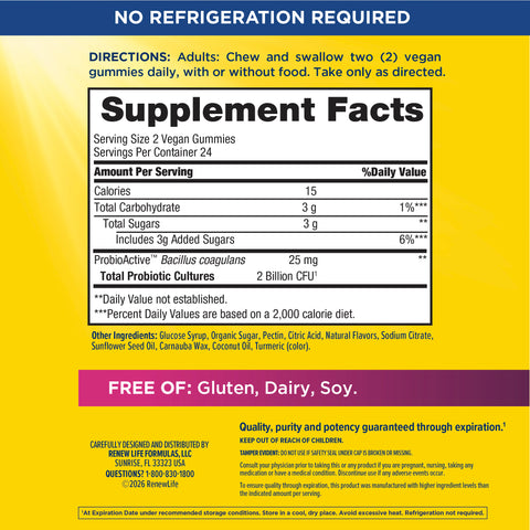 View 2 Supplement Facts panel for RN Women's Probiotic 2 Billion with Cranberry 48 Gummies.