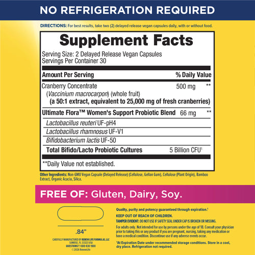 View 2 Ultimate Flora Vaginale e Urinario Completo + Probiotico & Mirtillo Rosso, 60 Capsule Vegane a Rilascio Ritardato