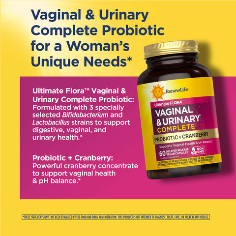 View 5 Ultimate Flora Vaginal & Urinary Complete + Probiotic & Cranberry, 60 Delayed Release Vegan Caps