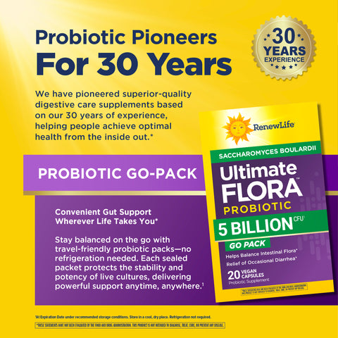 View 7 Ultimate Flora Probiotic Saccharomyces Boulardii with 5 Billion CFU, 20 Vegan Capsules Go Pack.